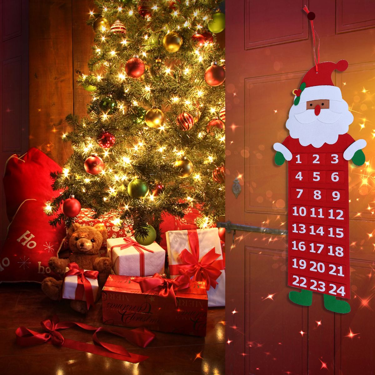 1PC Christmas Countdown Calendar Year Decor Santa Claus Advent Calendar Hanging Ornaments Christmas Decorations For Home