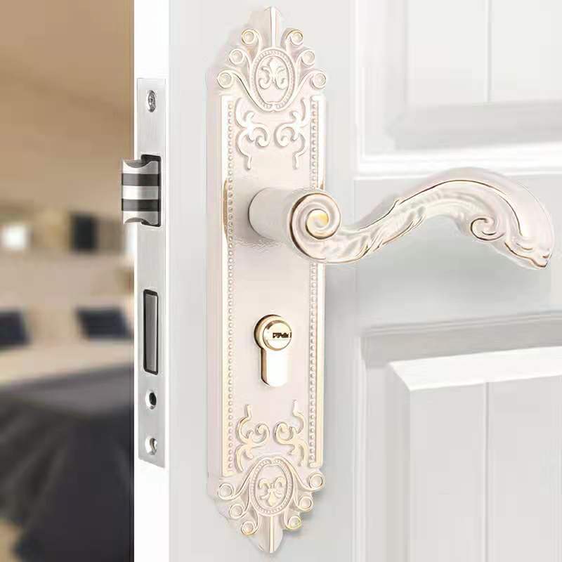 klasyczny niemy sypialnia nut klamka blokada bezpieczeństwa podział cichy zamek meble wewnętrzne drzwi: Lvory biały