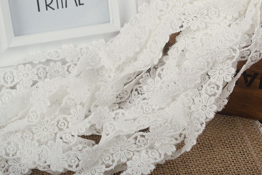 cotton 2cm edge soluble embroidery lace DIY craft materials M0203: 04  white