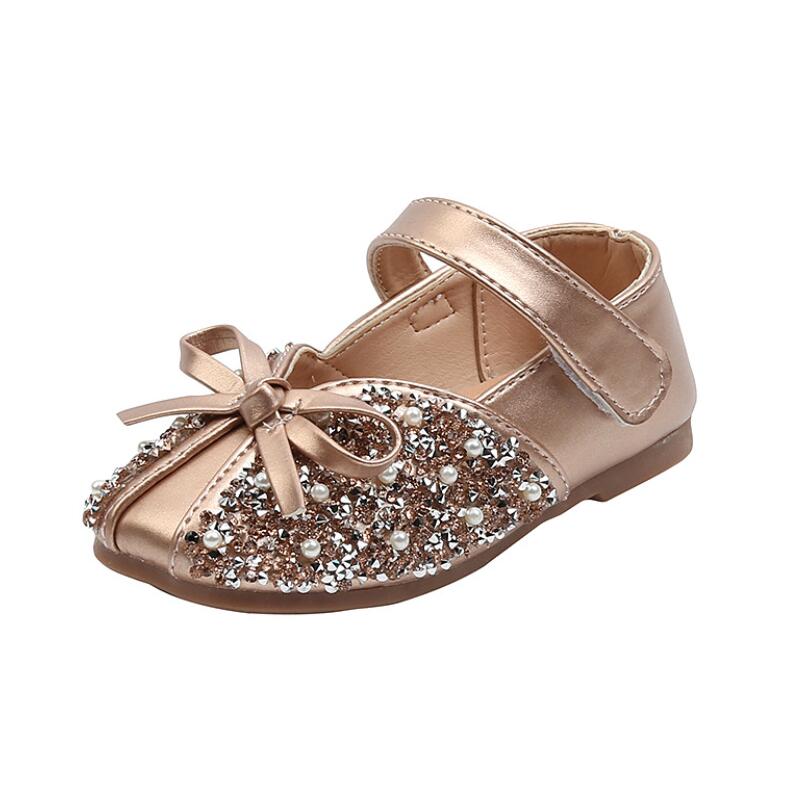 Herfst kinderschoenen meisjes platte hak prinses dans sandalen kinderschoenen glitter leer meisjes feestjurk trouwschoenen