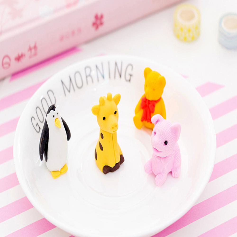4 Pièces/ensemble de Panda de Dessin Animé Mignon Animal Boîte Gomme Dessin Animé Mini Gomme Pour Enfants École Bureau Papeterie Fournitures de Correction