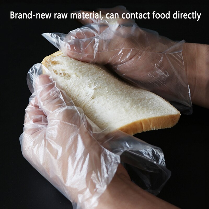 100Pcs Plastic Transparent Disposable Gloves Kitchen Eco-friendly Food Gloves For Restaurant BBQ Kitchen Disposable Gloves