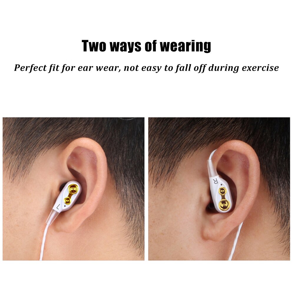 Auriculares estéreo 4D para música, audífonos de graves fuertes, HIFI, controlador Dual, deportivos, con cable de 3,5mm, con micrófono