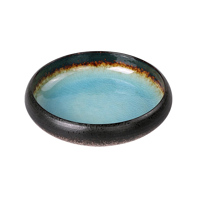 KINGLANG Kiln Ice Split Glaze Ceramic Plate Japanese Sushi Sashimi Plate Dish Salad Plate