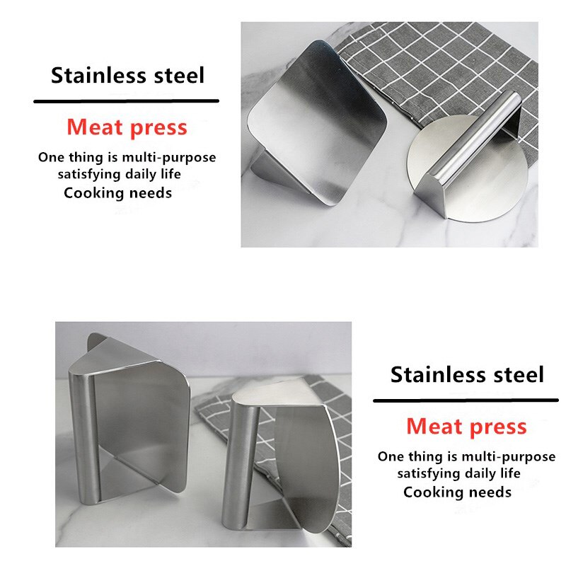 Handheld Stainless Steel Burger Press Non-Stick Grill Manual Pattie Hamburger Meat Press Round Square Steak Press Meat Pie Maker