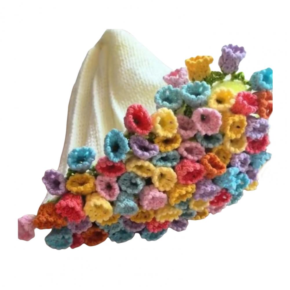 Kit de manta de ramo de ganchillo, manta floral de ganchillo, kit de artesanía, juego de manta con de flores DIY: Azul