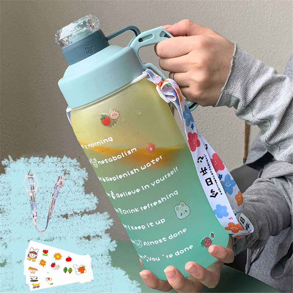 Báscula de tiempo esmerilada para estudiantes, botella de agua de plástico, taza de paja de gran capacidad, 18L: 01