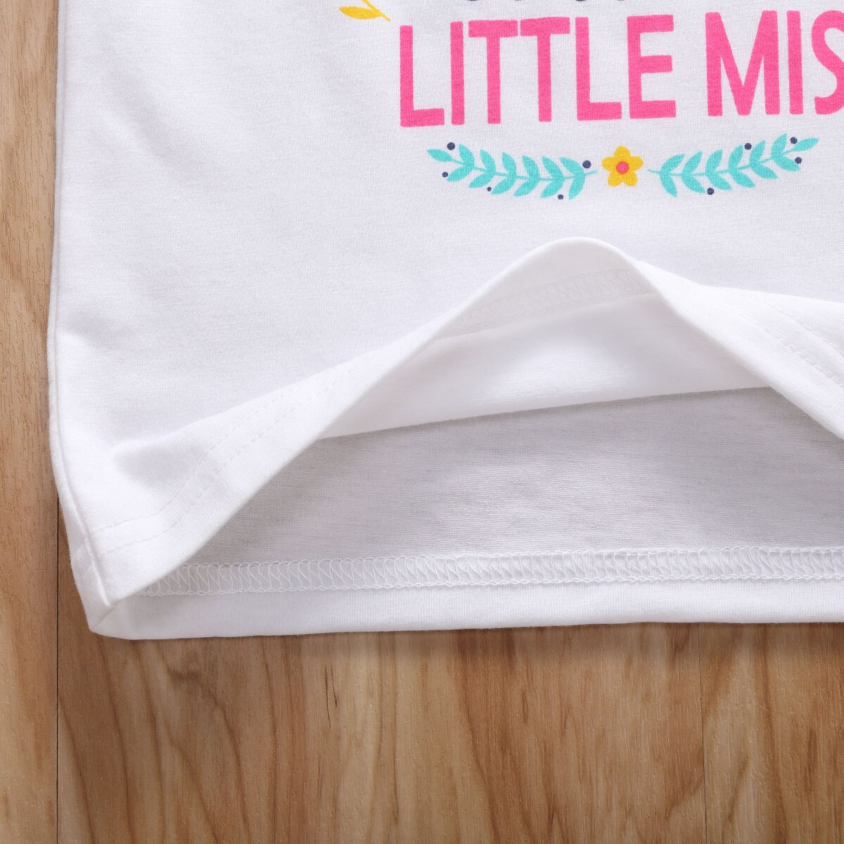 Toddle Baby Girls T Shirts Tops Floral Letter Print Short Sleeve White Cotton Tops 1-5Y Summer