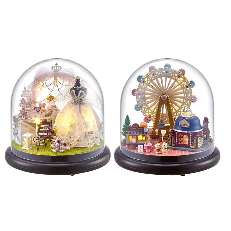 Poppenhuis Miniatuur Met Meubels, Diy Houten Huis Kit Plus Stofdicht, 1:25 Tiny House Building Kit, liefde Is Eeuwig