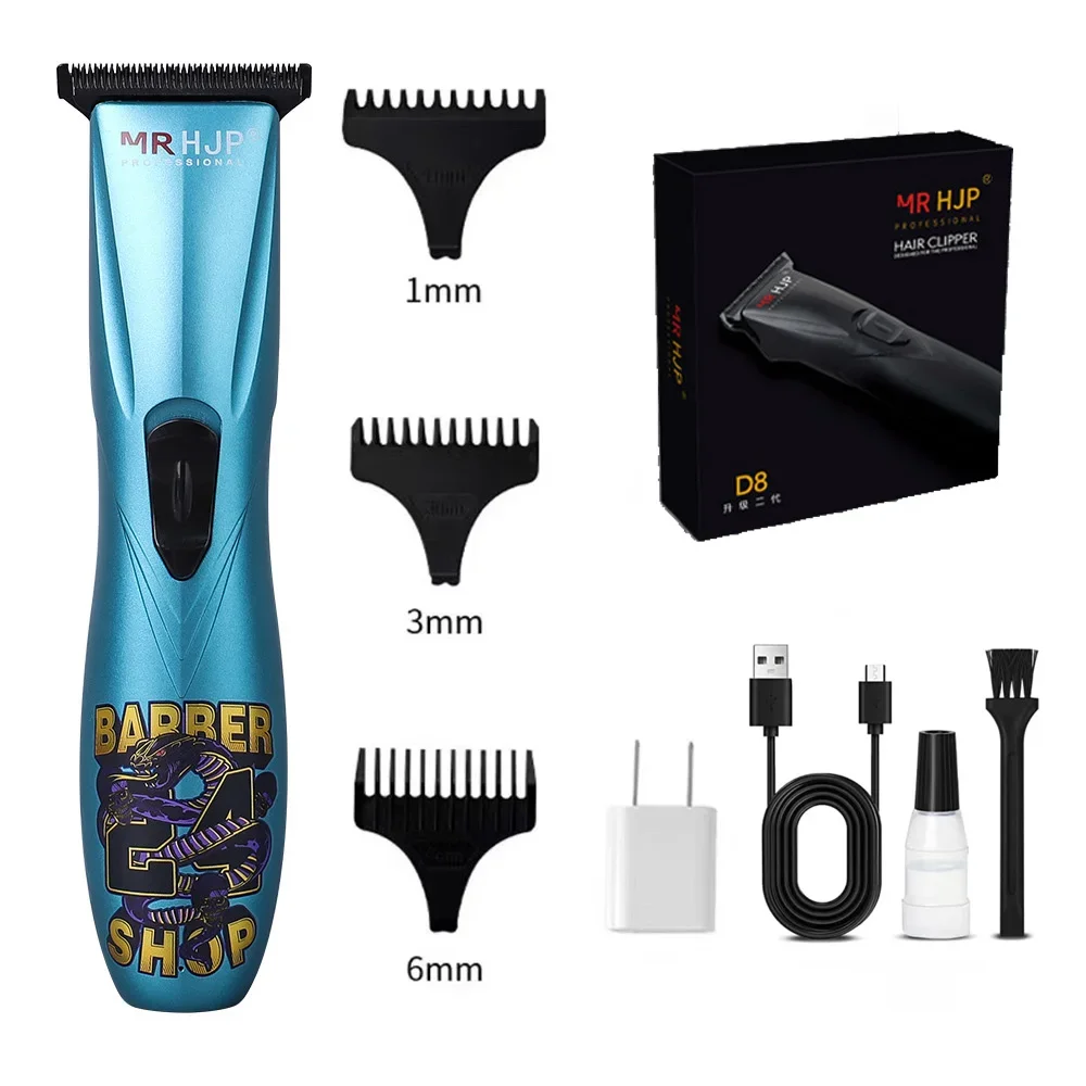 D9- gravur-ölkopf-haarschneider, spezial-friseursalonklinge aus dlc-beschichtetem kohlenstoffstahl, 7000 u/min elektrischer haartrimmer: Silber