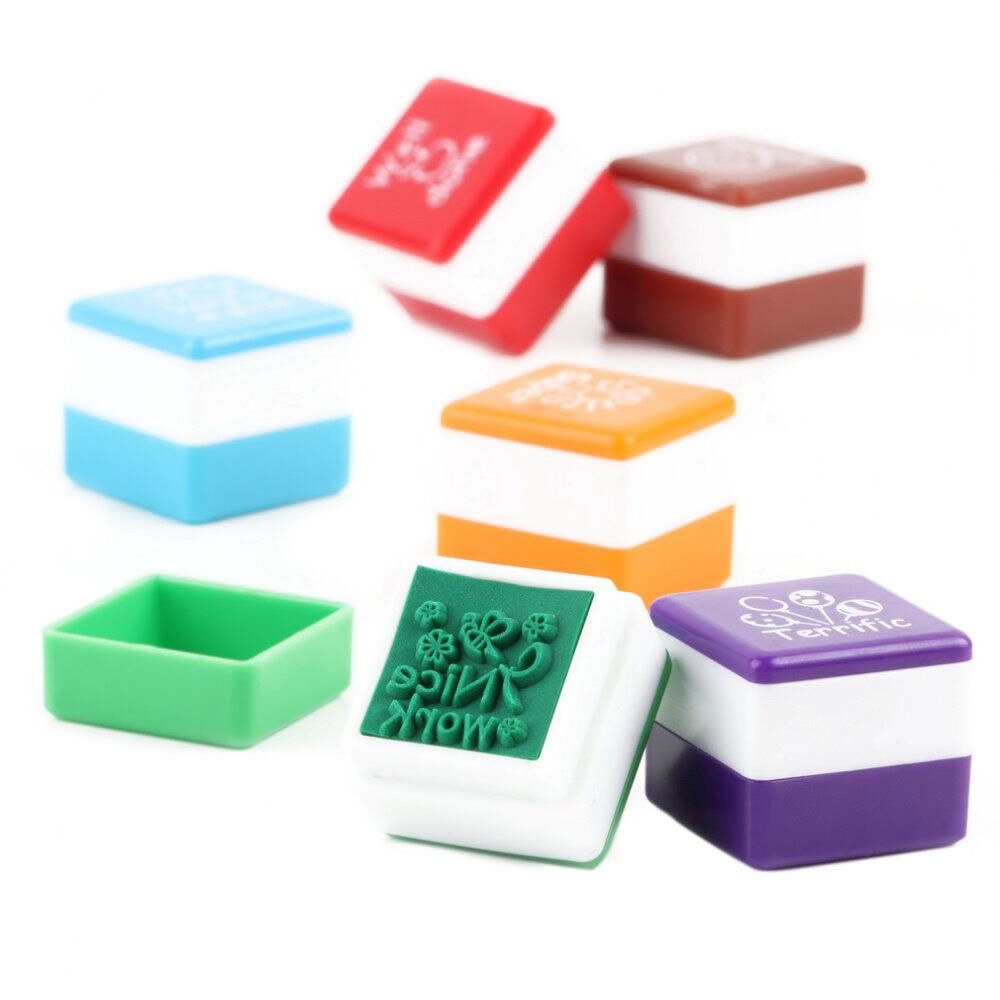 Self-Inking Stamp Cute Teacher Reward Stamps For School Set Of 6 Portable DIY toys