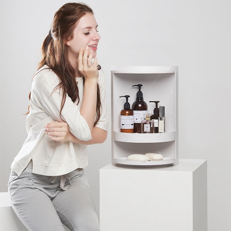 ! Bathroom 360 Degree Rotating Shelf Kitchen Toilet Shelf Corner Shelf Bathroom Storage Rack Cabinet Multi Lay