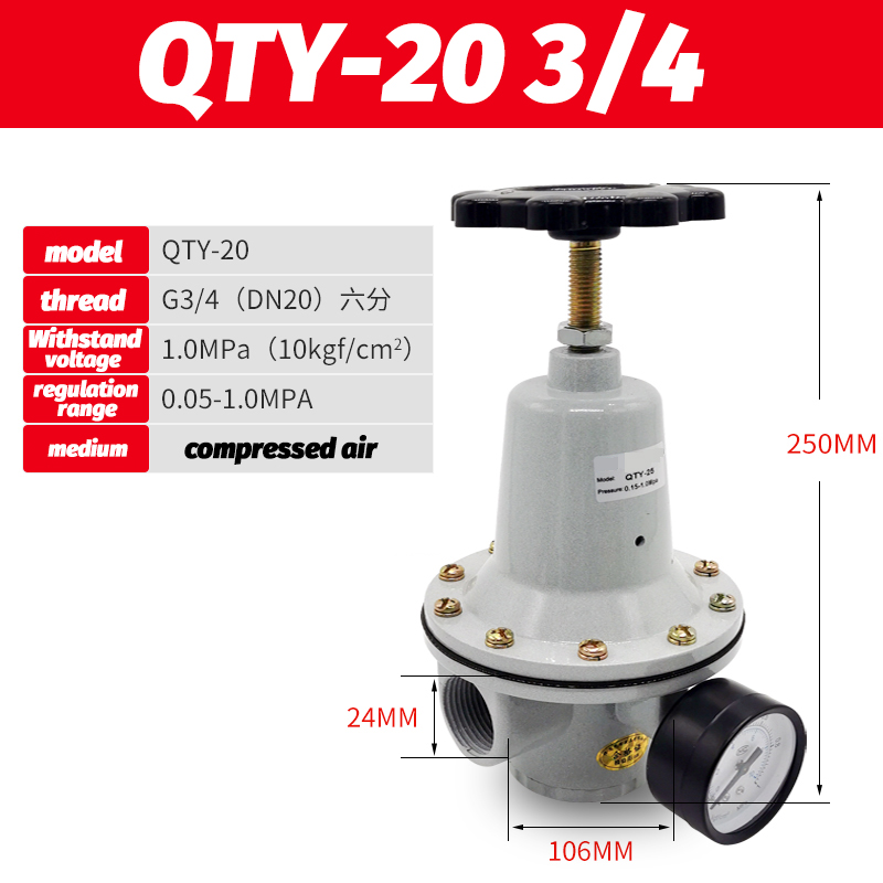 Pneumatische Qtyh Hoge Druk 0 ~ 40 Bar Luchtregelaar Met Meter Poort 1/4 3/8 1/2 2 Inch Bsp 1/2 "Qtyh QTY-08 10 15 20 25 32 40 50: Koningsblauw