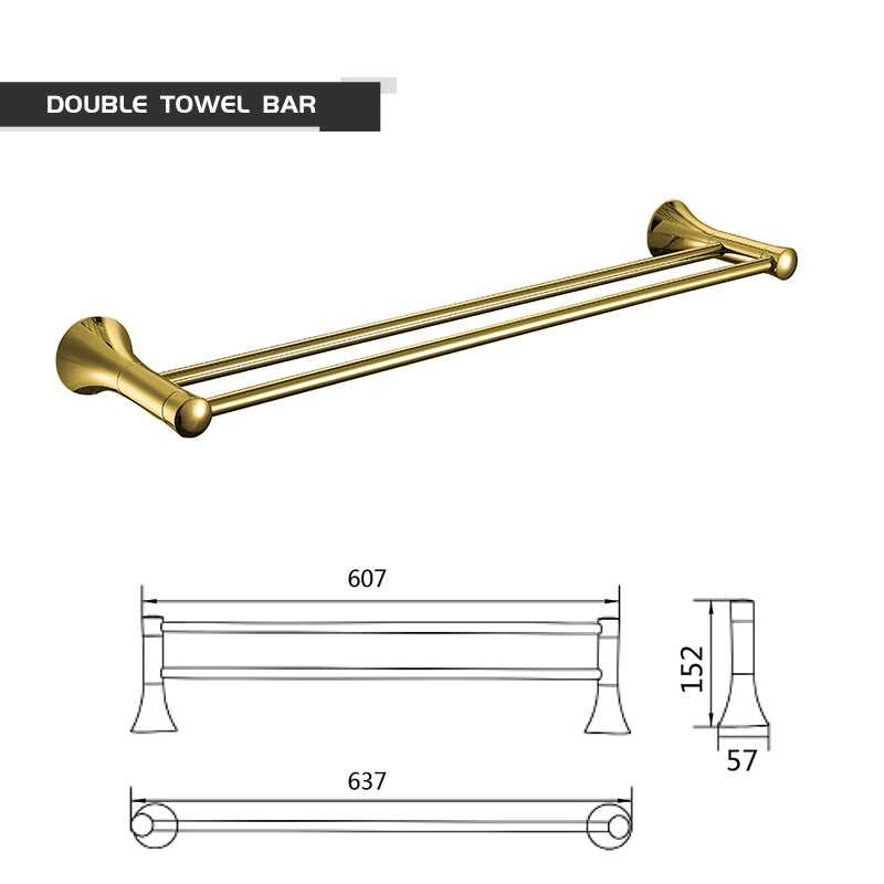 Bathroom Accessories Paper Holder Soap Shelf Towel Rack Toilet Brush Holder Towel Holder Hooks Brass Gold Bathroom Hardware Set: Double Towel Bar