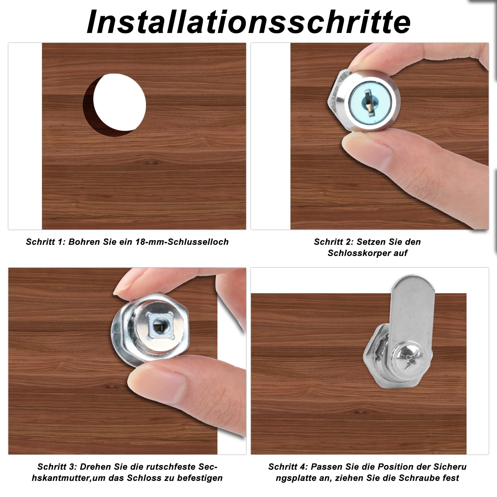 16/20/25/30mm Cam Lock Set Door Cabinet Mailbox Drawer Cupboard Locker Etc,It Comes with 2 Keys and 4 Different Lock Plates