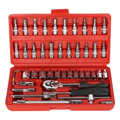 Tungfull Hardware Tool Multi-Function Universal Wrench Adjustable Grip Wrench Set Disassembly Ratchet Wrench Spanner Hand Tools: 46pcs