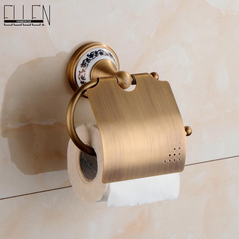 Vidric Antique Bronze Bathroom Accessories Sets Towel Shelf Towel Holder Toilet Paper Holder Rove Hook Ceramic Bathroom Products: Toilet Paper Holder