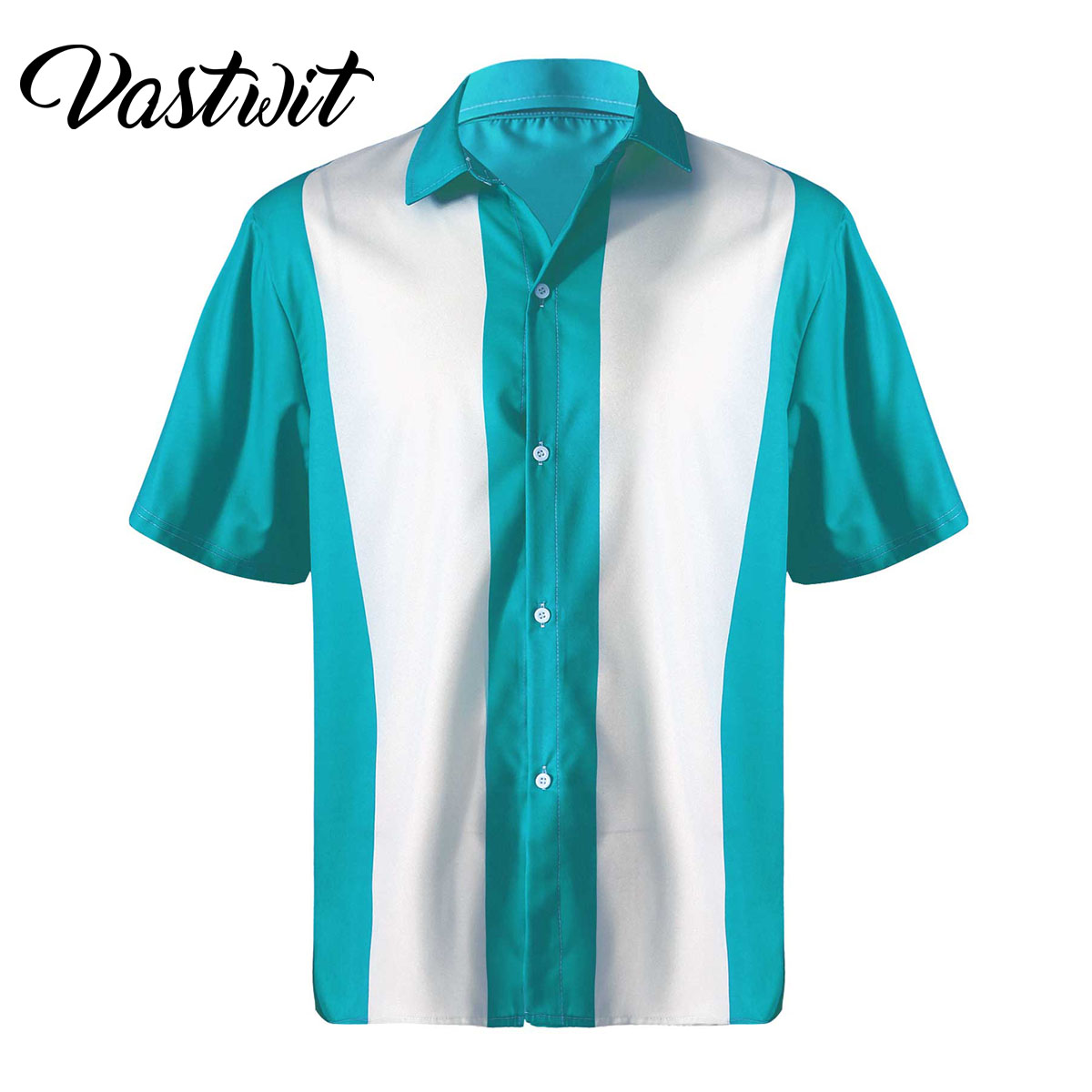 Chemises de Bowling rétro à manches courtes pour hommes, vêtements Vintage décontractés à boutons et à rayures, Rockabilly des années 50