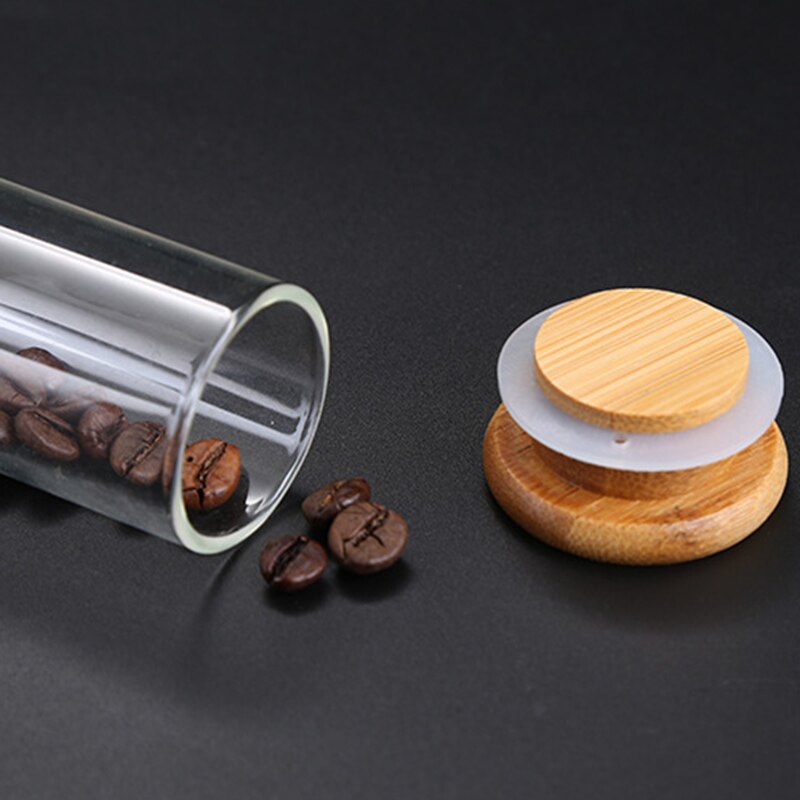 Présentoir en bois pour café, grains, thé, support, Tube à essai en verre, rangement scellé, ornements décoratifs, boîte de céréales pour Barista