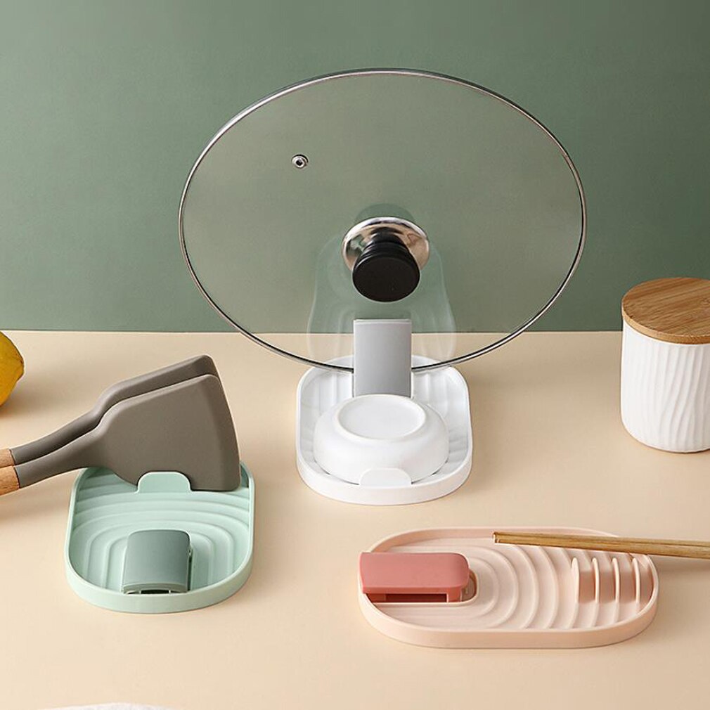 Multifunctionele Keuken Pollepel Lepel Rest Holder Werktuig Organisator Spatel Houder Rekken Pot Deksel Opslag Pad Rack Plastic Deksel Houder