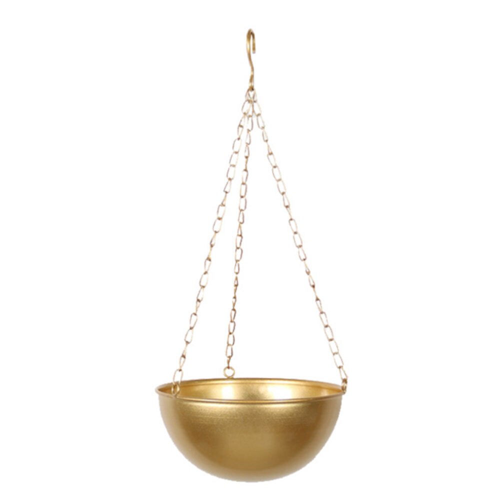 3 Type Metal Hanging Baskets Chain Hanging Basket Flowerpot Balcony Swinging Flower Pot Beautiful Balcony 2022: A Gold Pot