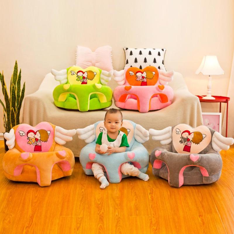 Baby sofa støtte sæde dække plys lære at sidde stol blød toddler reden pust vaskbar betræk hud til baby sofa uden fyldstof