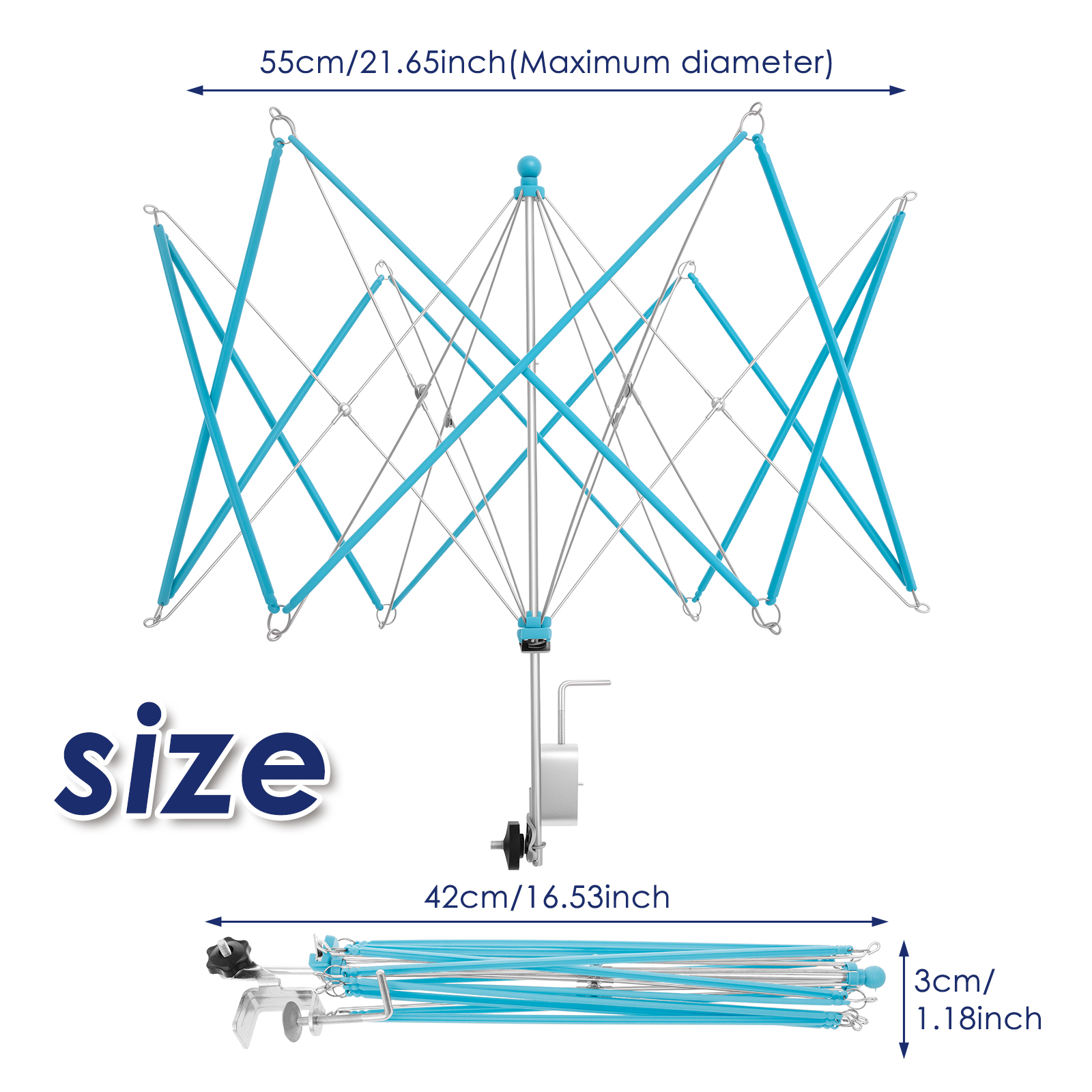Umbrella Yarn Swift with Table Clamp Portable Yarn Swift Winder Essential Crochet Tools Easy Setup and Low Noise for Skeins