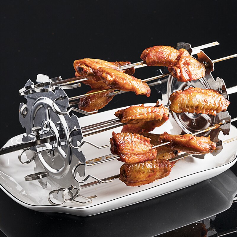 10 fork BBQ Steel Metal Roaster Rotisserie Skewers Needle Cage Oven Kebab Maker Grill Barbecue Without Middle Rotating Rod WF