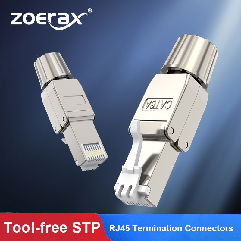 ZoeRax RJ45 Cat8 Cat7 Cat6A Connectors Tool-Free Reusable Ethernet Termination Plugs, Internet Plug, Fast Field Installation