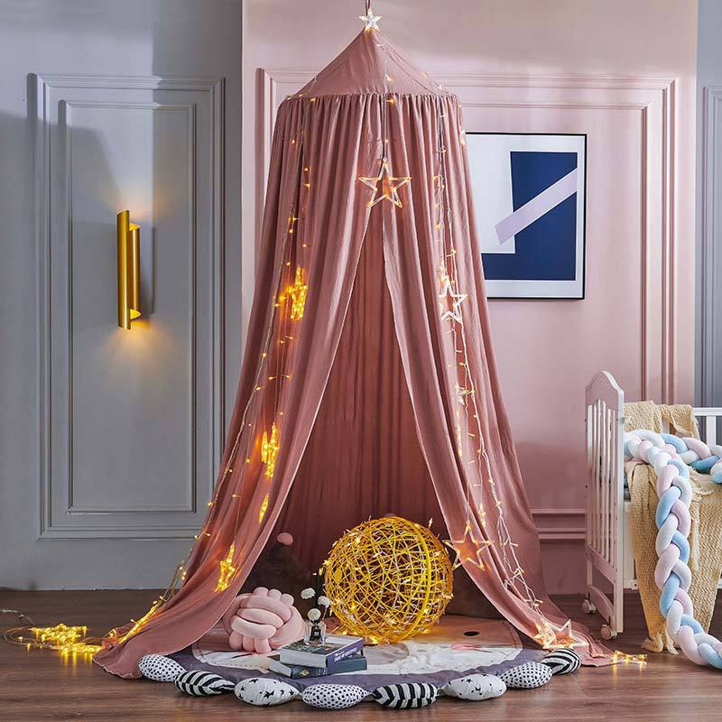 Katoen Kids Tent Baby Bed Luifel Klamboe Voor Crib Cot Netting Kinderen Meisjes Jongens Indoor Play Tent Huis Thuis decoratie: bean paste