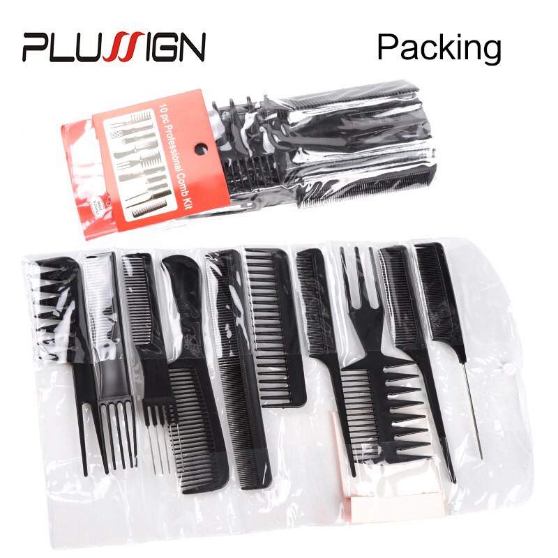 Draagbare Haar Borstel Plastic Haarborstels Voor Kappers Plussign Professionele Kam Set 10 Stuks Haar Kam Voor Haar Styling
