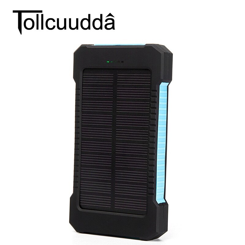 Tollcuudda 10000mAh Waterdichte Draagbare Solar Charger Dual USB Batterij Power Bank Voor iPhone 7 Samsung Smartphone reislader: blue