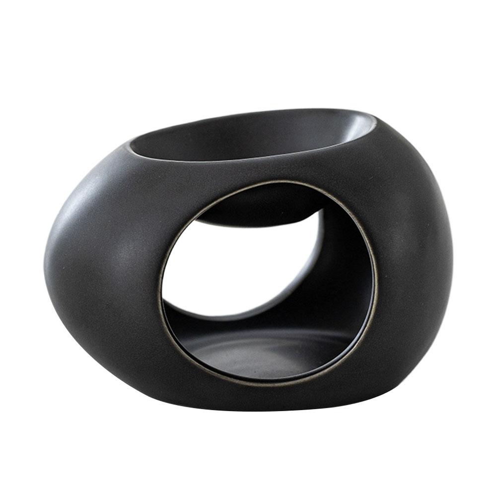 Portacandele in ceramica Bruciatore di olio essenziale Diffusore di canna Forno per uso domestico Spa Salon Bruciatore di incenso per aromaterapia liquida: nero
