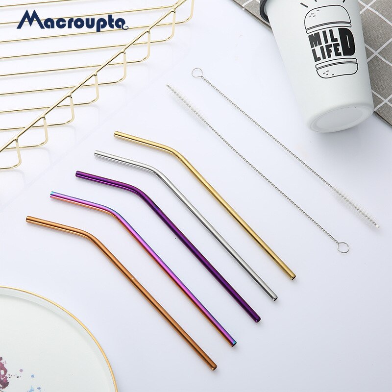4/8Pcs Metal Straw Reusable Drinking Straw High Quality 304 Stainless Steel Metal Straw with Cleaner Brush For Mugs 20/30oz