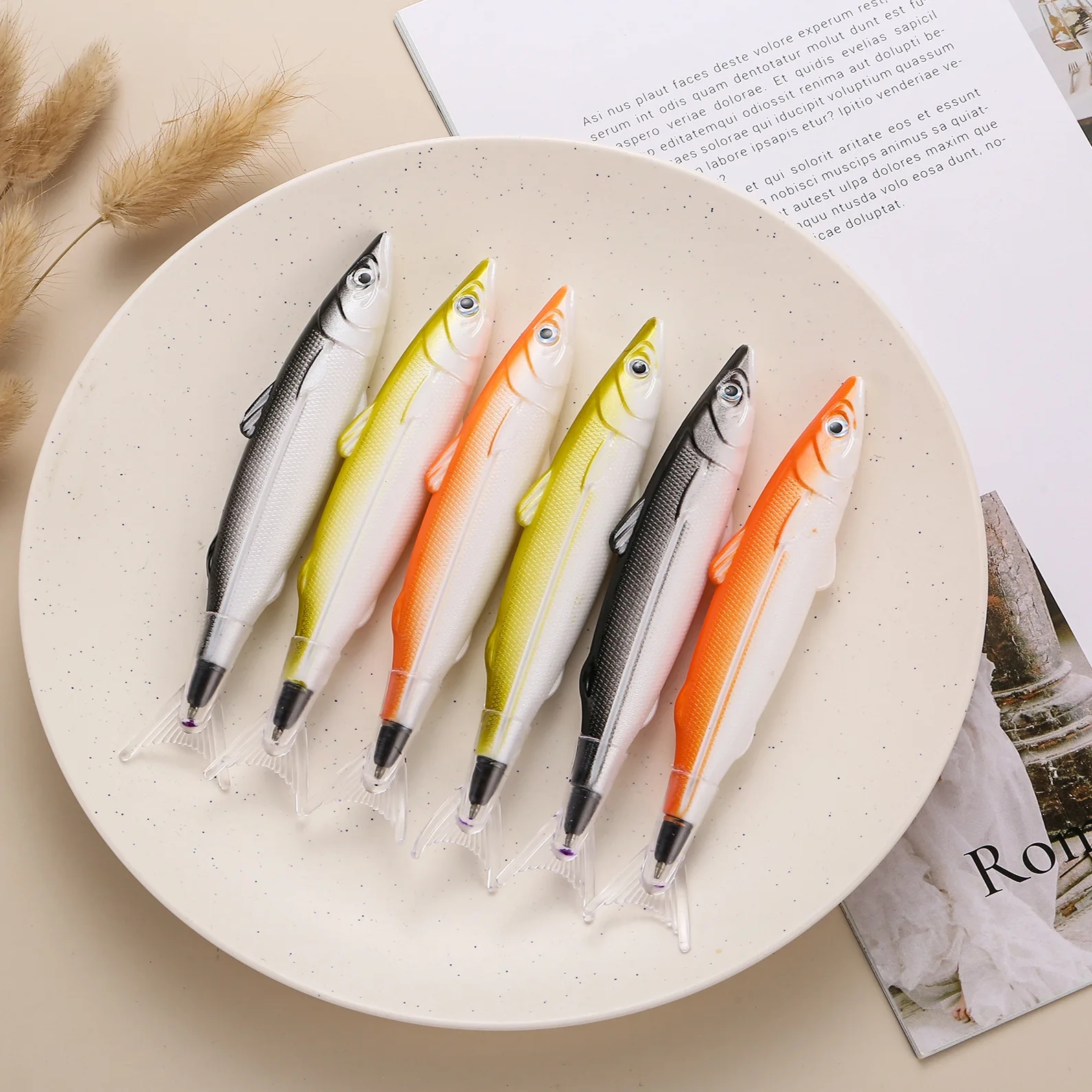 2Pcs Ozean Fisch Kugelschreiber 0,5mm Kreative Lustige Gel Stift Student Schule Büro Schreibwaren: WHITE