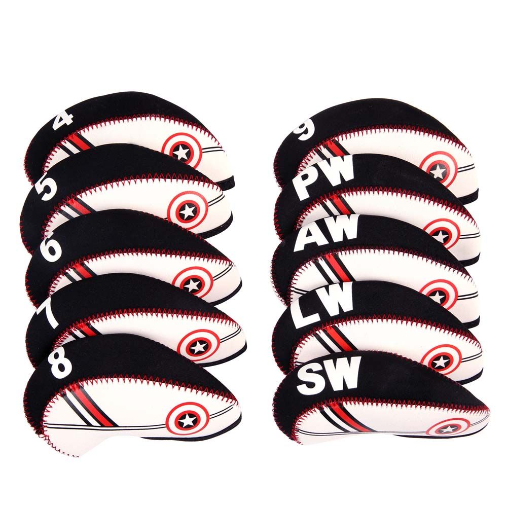 Étui de protection en fer de Golf, de Graffiti requin, imperméable, Durable, accessoires de Putter de Golf: 10pcs-black