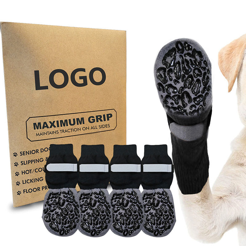 Calcetines antideslizantes para perros para pisos de madera dura, evitan que lamer y resbalones, botines gruesos para perros con pinzas para perros pequeños, medianos y grandes: S / Neón