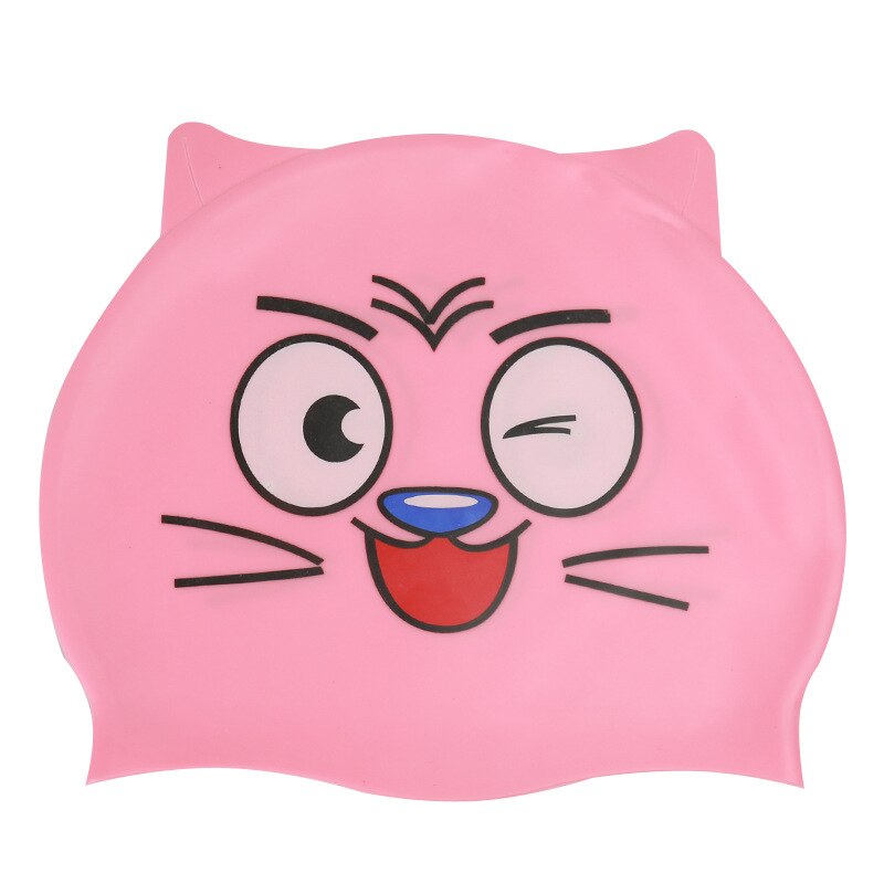 Neue Kinder Kinder Wasserdichte Schwimmen Kappe Cartoon Tier Schwimmen Pool Strand Silikon Kappen Hut Schützen Ohren Lange Haar Für Jungen mädchen: 8pink
