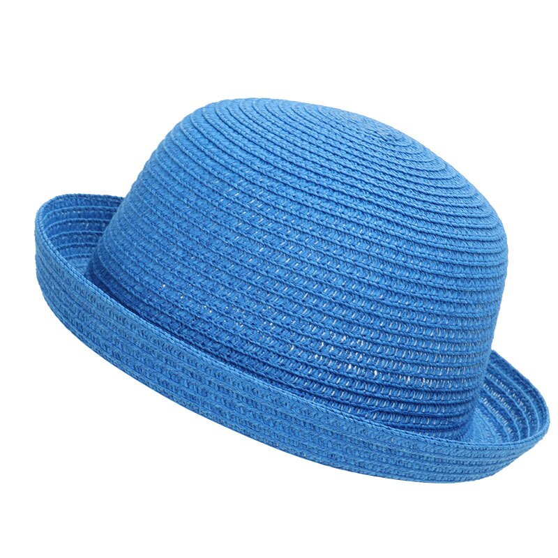 To barn stråpapir solhatt søte ører 2-5 år gutter jenter sommer vanlig strandhatt brun khaki elfenben oransje gul: Blå