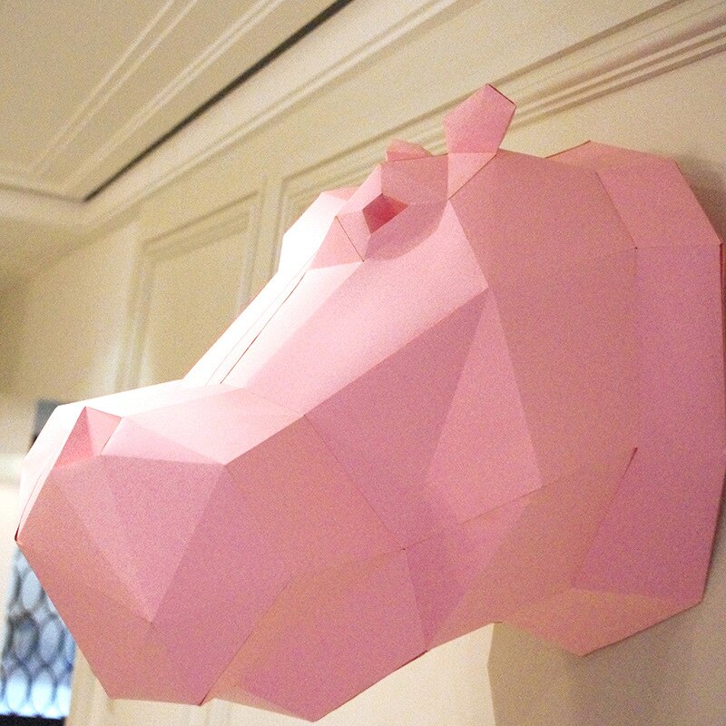 Tête de gorille King Kong en papier 3D, Papercraft, décoration murale, puzzle, bricolage éducatifs, pour enfants: hippo