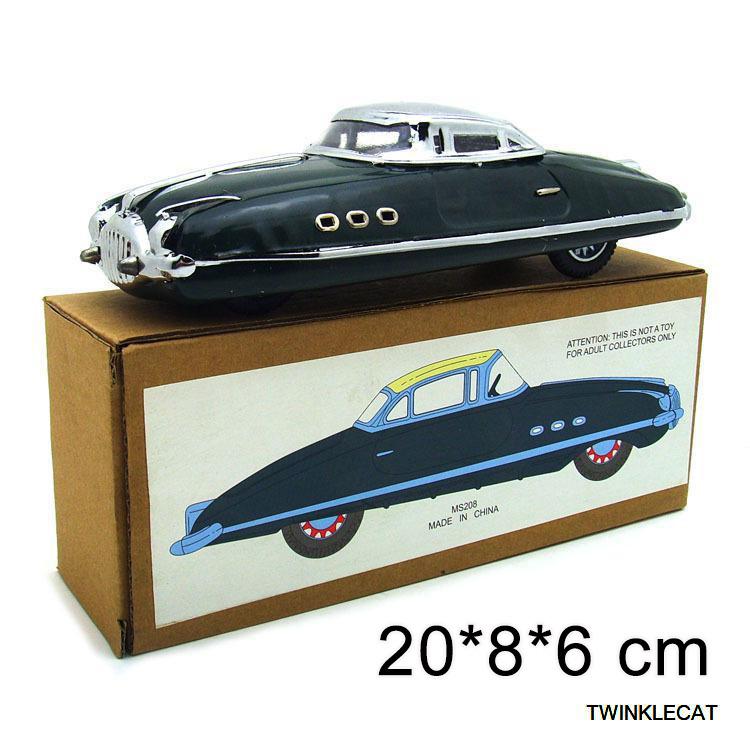 1PC Clockwork Car Toy Tinplate Tin Childhood Winder Cars Vintage Handmade Crafts Collection Figure Metal Wind Up Toys Model: MS208 Inertia