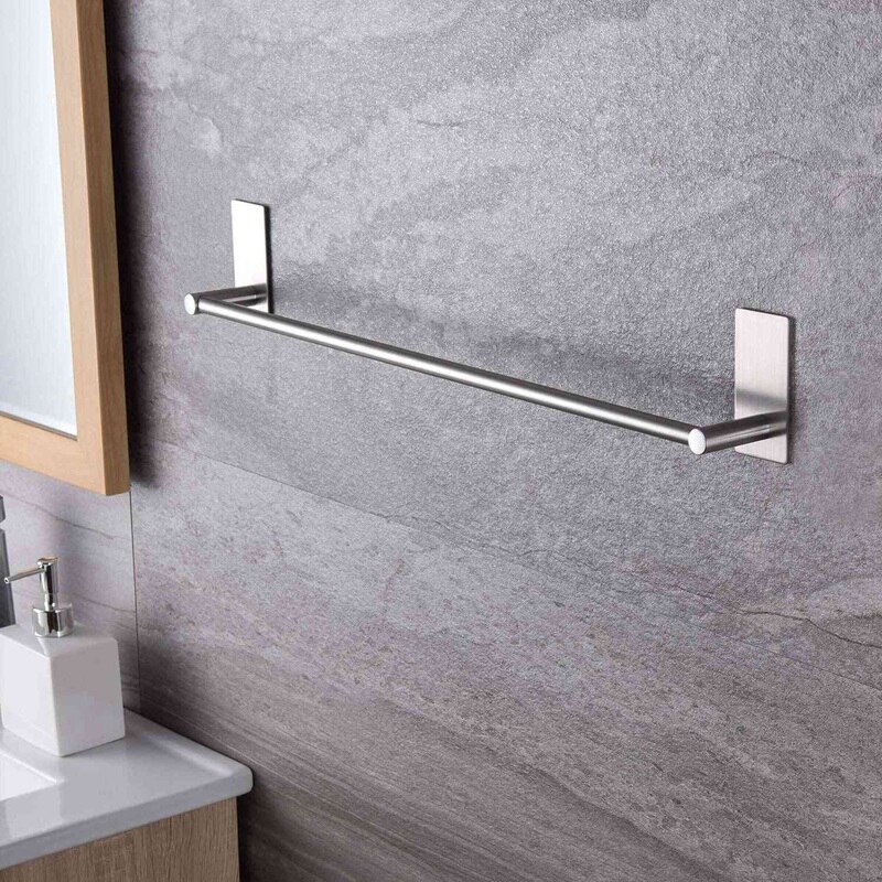 Barre porte-serviette 16 Pouces dans la Salle De Bain Auto-Adhésif Porte-Serviettes Bâton Sur Le mur En Acier Inoxydable Collant Cintre