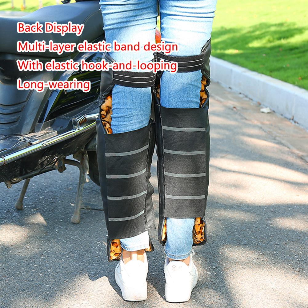 Genouillère de protection de Moto en cuir PU avec bande réfléchissante demi-Chaps épais Ski genouillère imperméable jambières Moto