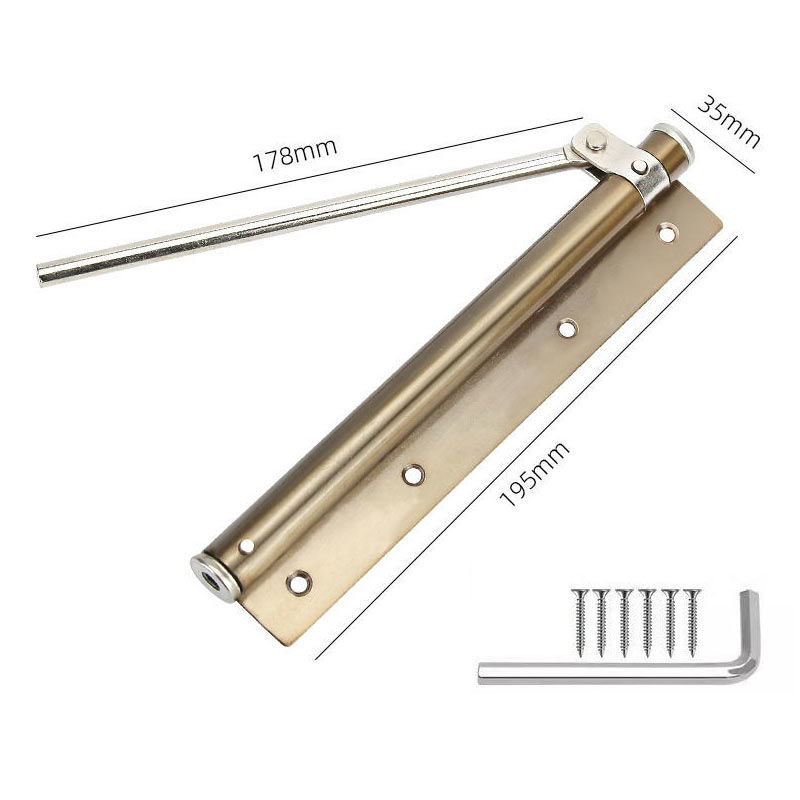 Adjustable Door Closers Surface Mounted Automatic Stainless Steel Spring Closing Door Closer Fire Rated Door Stopper Hardware: Gold