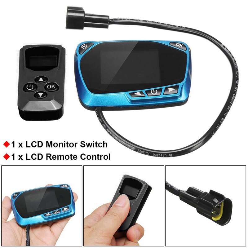 LCD Thermostat Display Switch Parking Heater Switch with Remote Controller 12/24V for Car Fuel Oil Air Heater Auto Part: Default Title