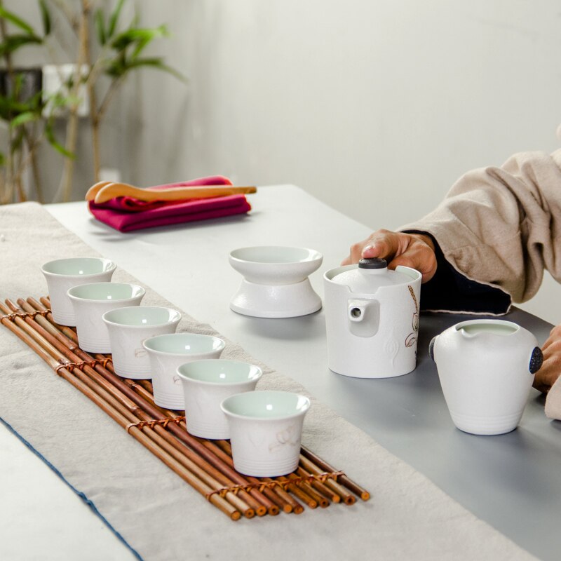 China Kung Fu Thee Set Prachtige Transparante Porselein Theepot en Kopjes Thee Thee Ketel Beste Chinese Keramische Ambachten B021