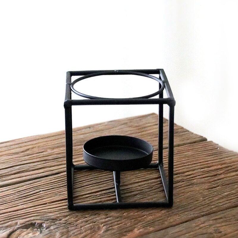 Estilo japonés hecho a mano breve arte del hierro estante para té blanco vela soporte Alcohol luces hervidas flor té casa calentar la Base
