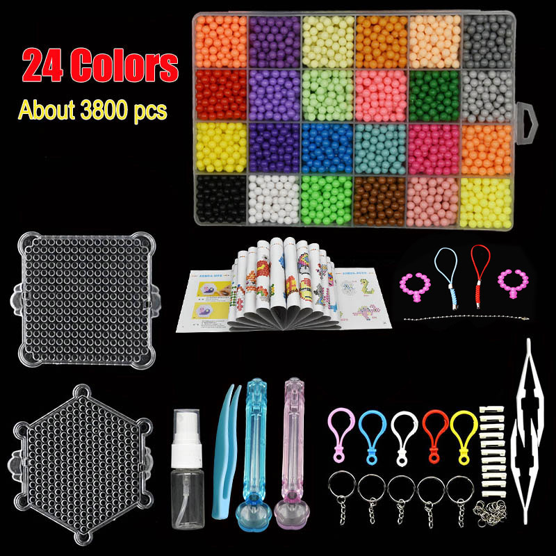 DIY Set Perlen Werkzeug Kreativität Magische Wasser Perlen Stecktafel Kunst und Handwerk für Kinder Mädchen Kinder Spielzeug für Mädchen Perlen Set: Lila
