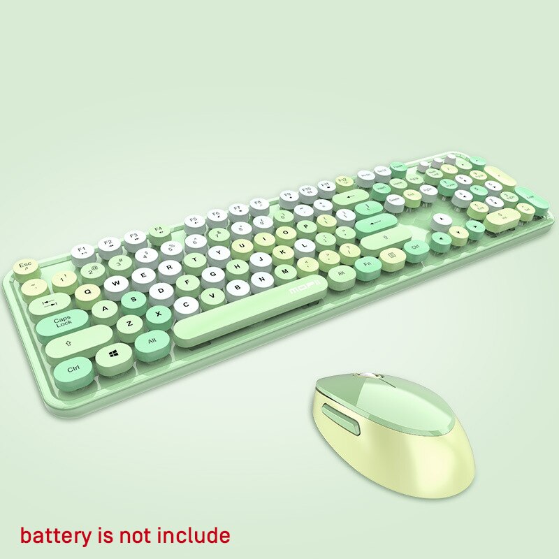 Set van 2.4g draadloze toetsenborden en muizen, schattig roze multifunctioneel toetsenbord en muis voor lenovo/asus/dell muizen, 1600 dpi gamertoetsenbord: Kleurrijk groen