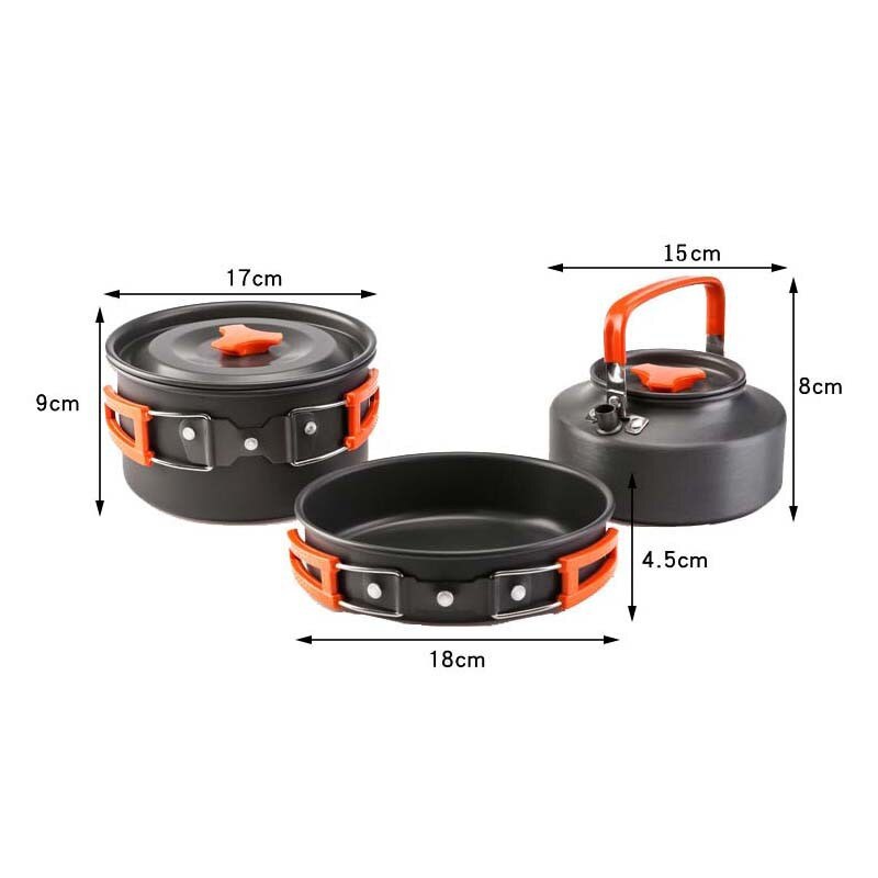 3 Pièces/ensemble Camping En Plein Air Cuisine Marche Ultraléger Vaisselle Cuisinière Kit Voyage Poêle Randonnée Pique-Nique Camping Outils